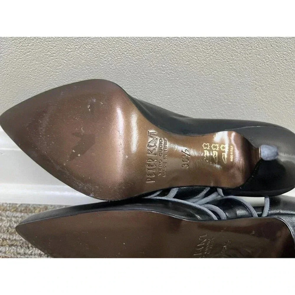 Peter Kent Vintage Black/Gray Mary Jane Button Vero Cudio 36.5 US 6.5 Excellent - Picture 15 of 15